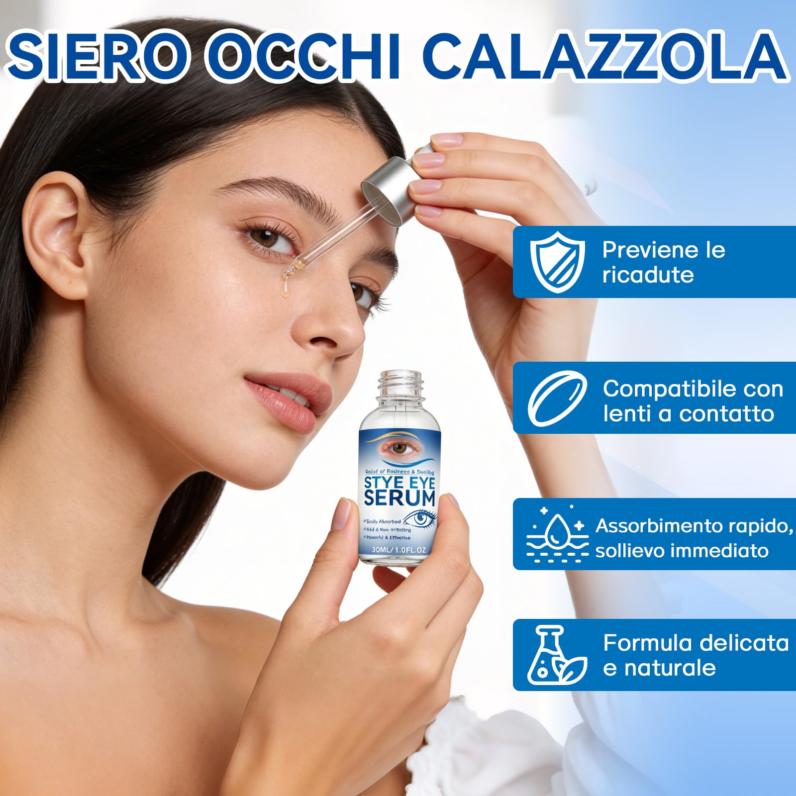 Siero Oculare per Orzaioli, Siero Naturale per Occhi, Adatto a Orzaioli, Blefarite, Calazi e Secchezza Oculare, Pulizia quotidiana occhi, Allevia la Secchezza, Dona Una Pelle Più Sana
