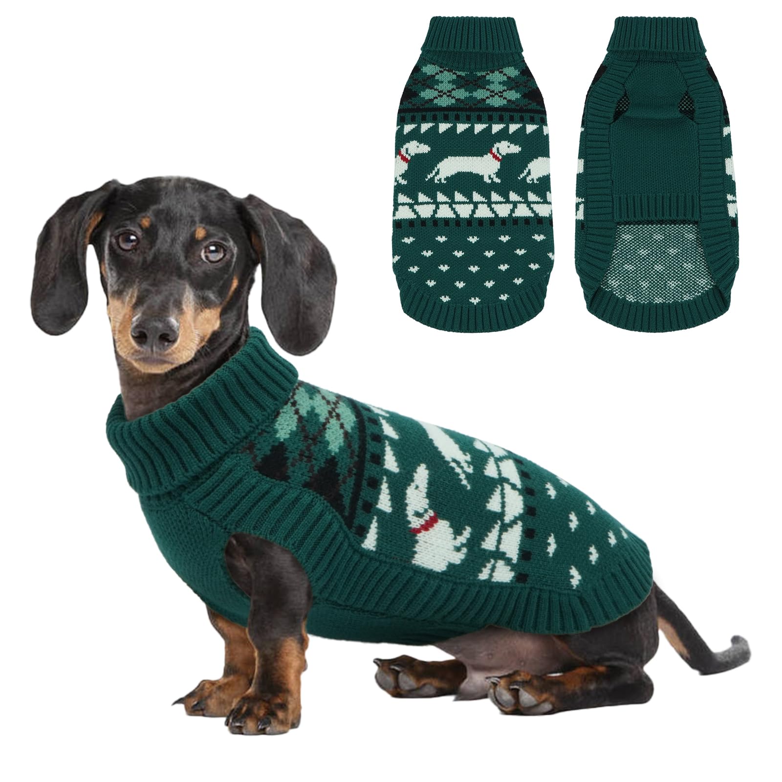 Lelepet Dachshund Sweater, Turtleneck Dog Sweaters for Small Dogs, Warm Pullover Knitted Pet Coat, Cold Weather Dachshund Clothes, Fall/Winter Cozy