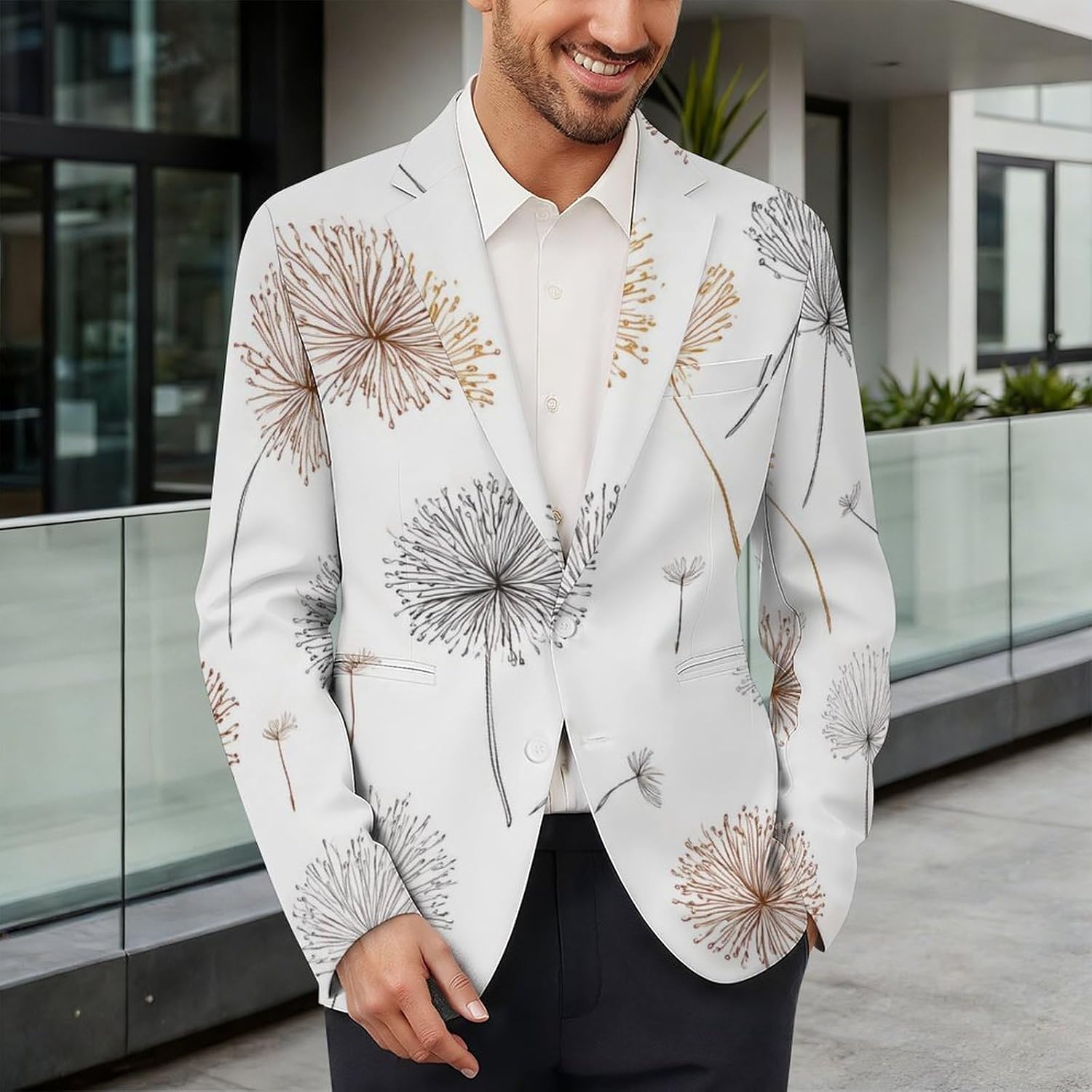 Dandelion Suits Blazer for Men Business Tuxedo Jacket Buttons Sport Coat