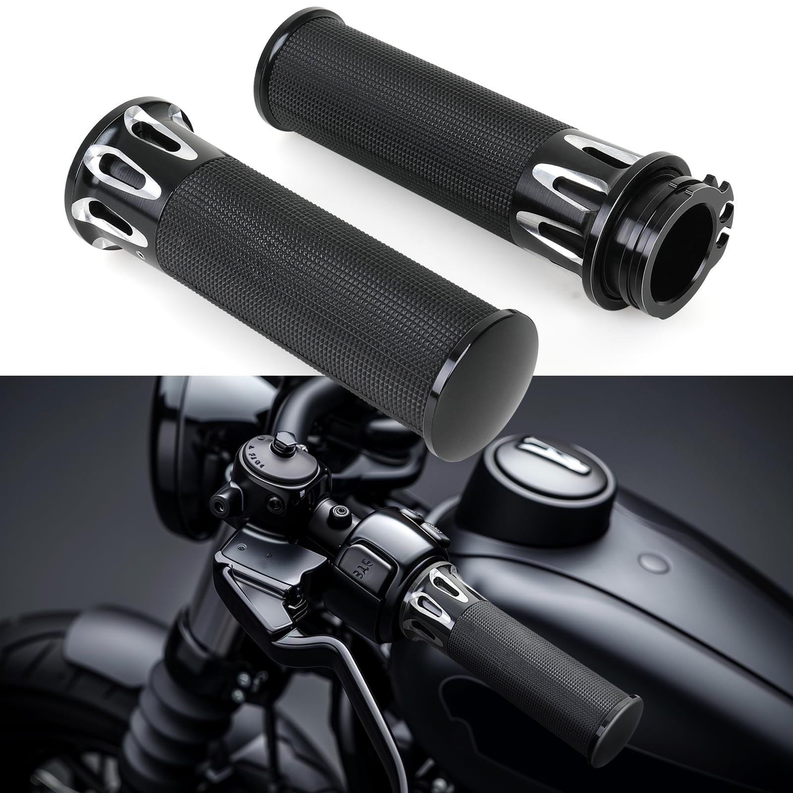 Poignées de Guidon 1"/25mm Aluminium CNC pour Moto Compatibles avec Harley Sportster Iron 883 Dyna Road Electra Glide Softail Touring