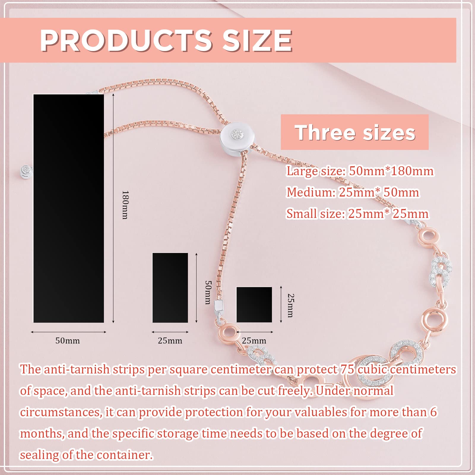Anti Tarnish Strips for Jewelry Silver Tarnish Prevention Strips Anti Tarnish Paper Tabs for Jewelry Storage 7 x 2 Inch, 1 x 2 Inch, 1 x 1 Inch (75 Pieces) - Image 4