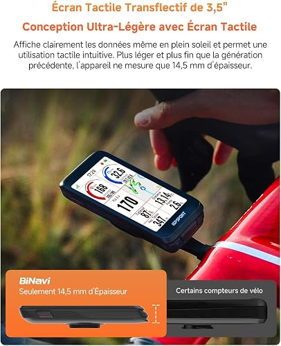 iGPSPORT BiNavi Compteur Velo sans Fil, Tactile 3,5" Navigation Carte VO2 - 2