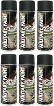Deco Color Pack of 6 Military Army Paint Spray Paint 400 ml Nato Free Choice of Colours (6 Cans in Black RAL 9021)