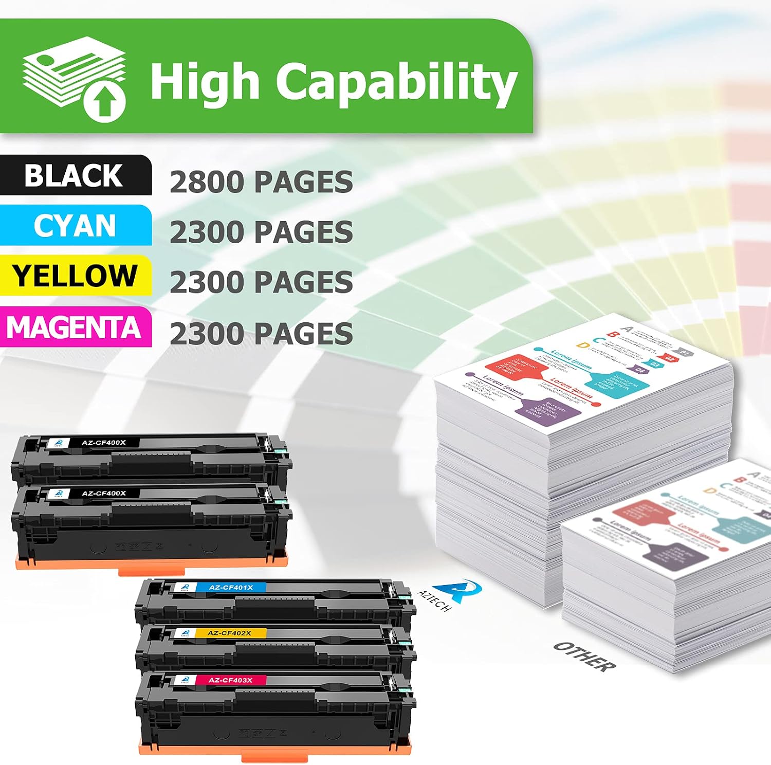 Aztech Compatible M277dw M252dw Toner Cartridge Replacement for HP 201A 201X CF400X CF400A Color Pro MFP M277dw M277c6 M277 M252 Printer Ink CF401X CF402X CF403X (Black Cyan Yellow Magenta, 5-Pack)