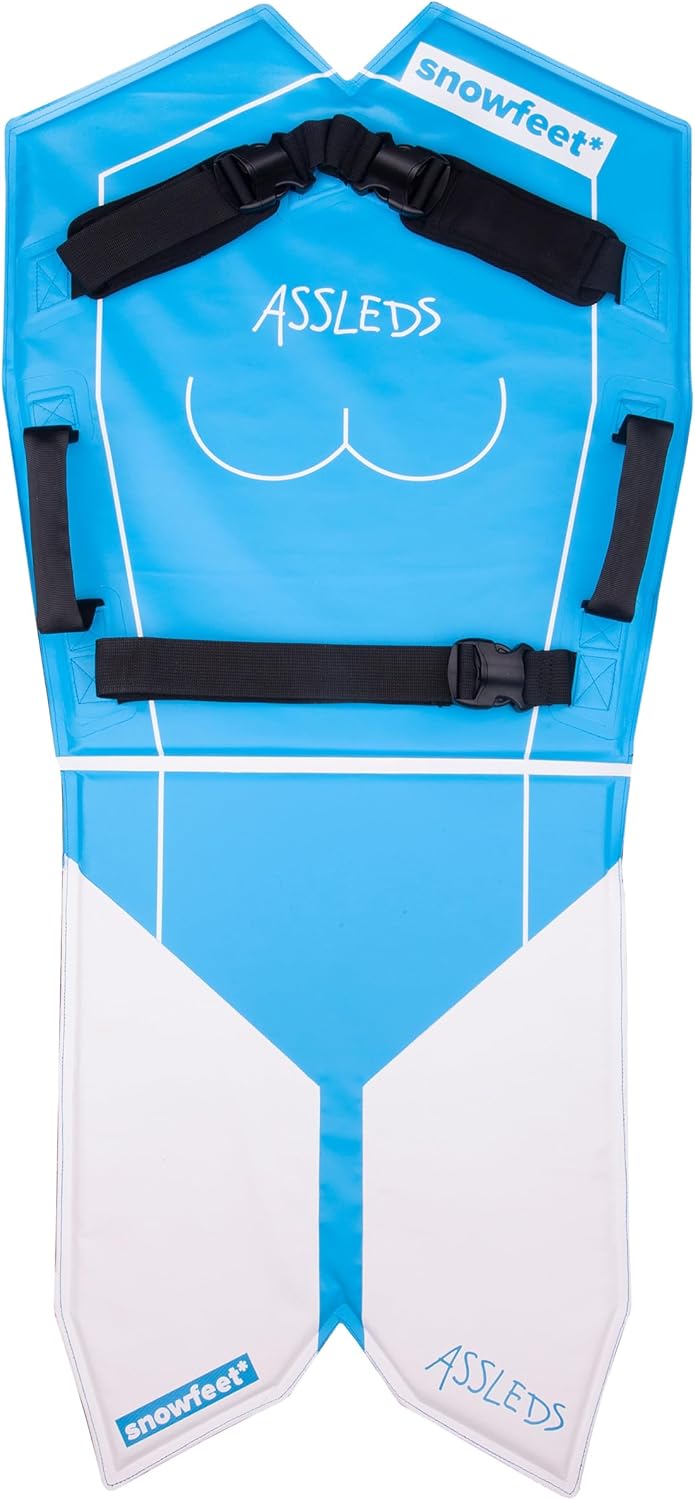 ASSLED - The Ultimate Snow Sled - Amazing Super Sled - Wearable Multifunctional Fun Winter Bobsled Toboggan Sledge for Adults and Kids - 2 Riders Winter Fun in The Snow - by Snowfeet