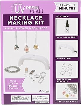 Blue Moon Beads UV Resin Dried Flower Necklace Jewelry-Making Kit, Starter Kit with Light