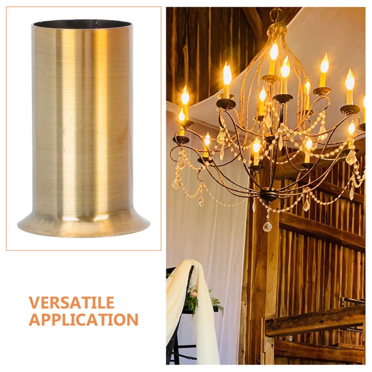 4pcs Chandelier Lamp Base Sleeves Metal Candle Light Socket Covers Iron Candelabra Base Replacement Accessories Easy Installation for Lighting Fixtures and Ceiling Lamps