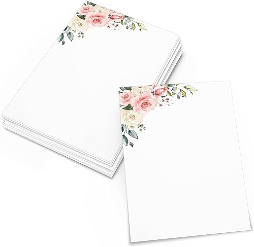 321Done Tarjetas de rosas rosas rosas de 4 x 6 pulgadas, color blanco (paquete de 50), fabricadas en Estados Unidos, diseño floral de primavera,