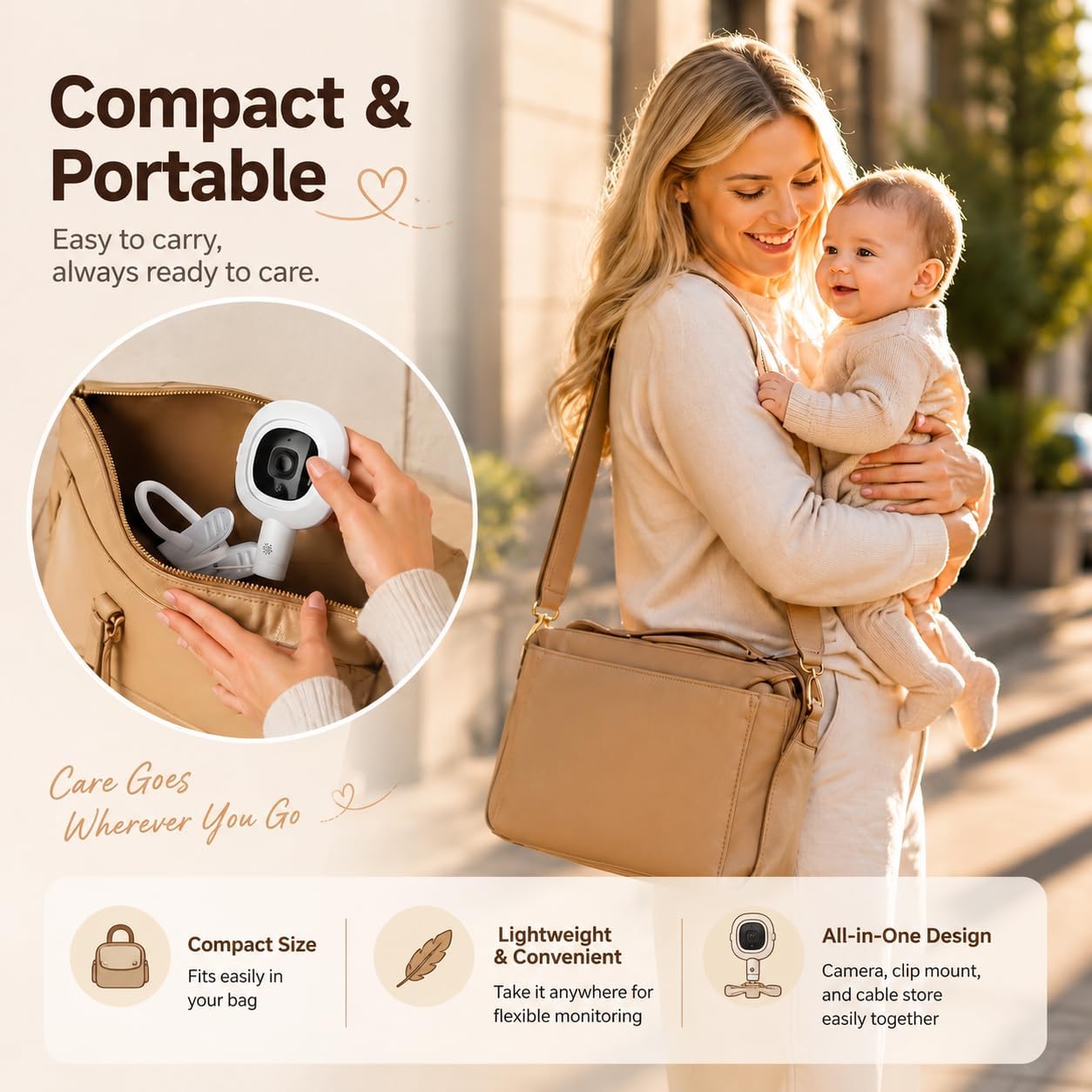 Baby Monitor Stand for Nanit Pro/Plus,Flexible Gooseneck Clip Mount with USB C Charger Mount and 10FT Cable for Baby Monitor Camera, Nanit Travel Stand Without Tool or Wall Damage(Camera not Included)