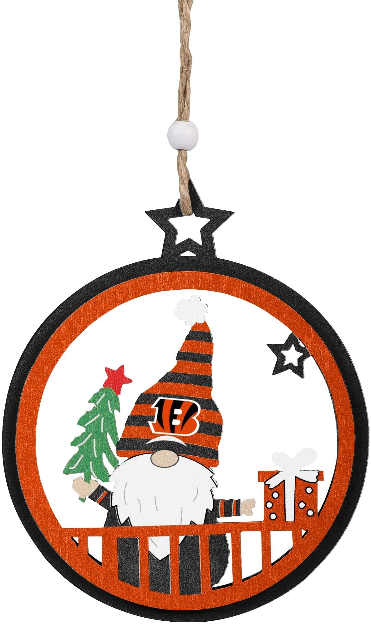 Foco Multi Color Nfl Cincinnati Bengals Wooden Gnome Circle Ornament – Officially Licensed Holiday Decoration
