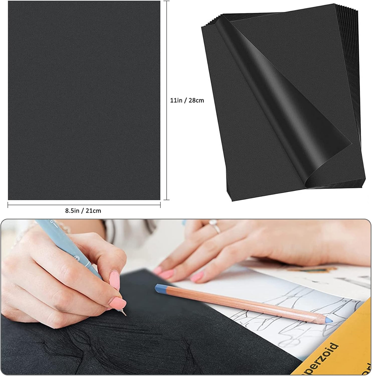 100 Sheets Transfer Paper Black Carbon Paper, Black Transfer Tracing Graphite A4 Paper, Tracing