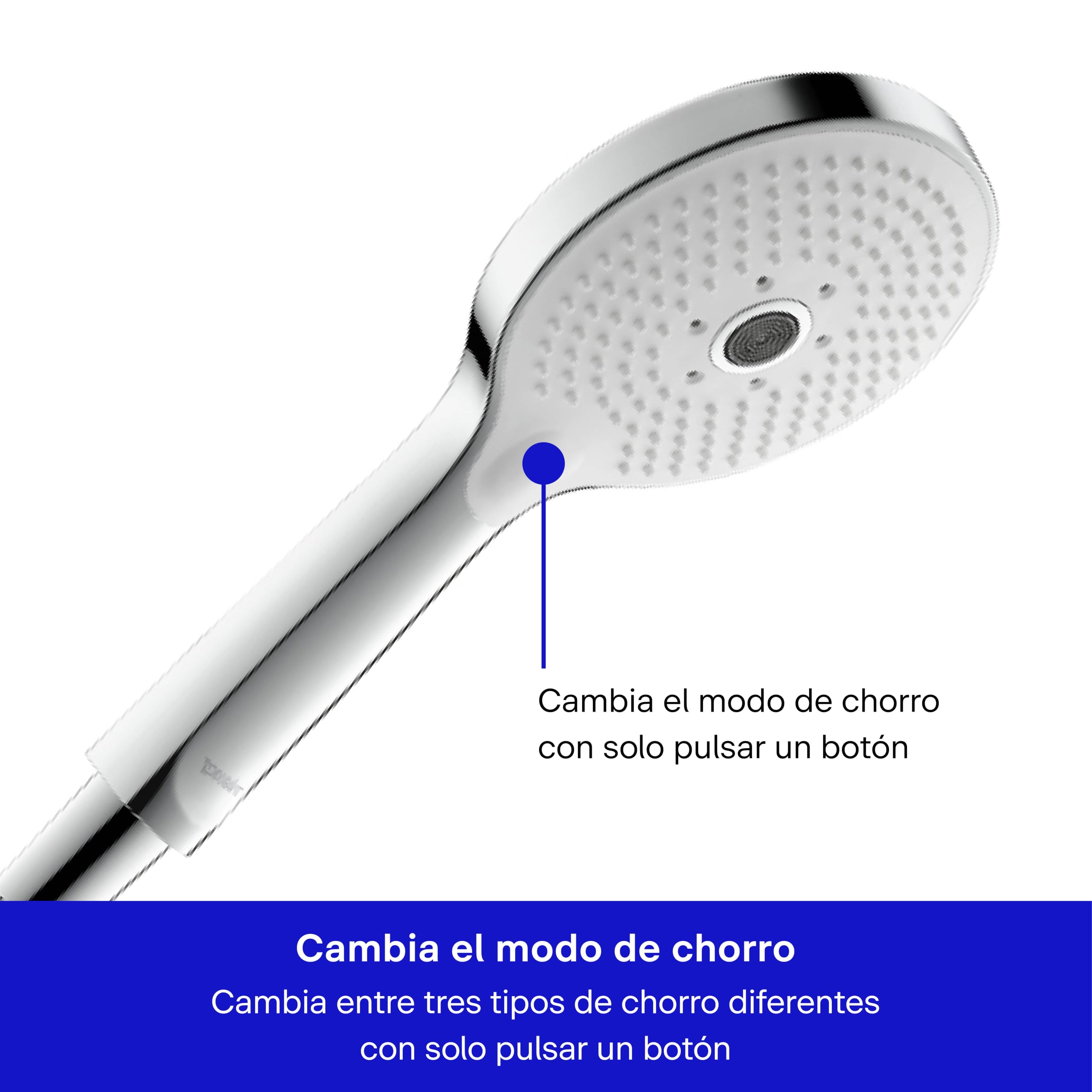 Duravit Universal ducha de mano, cabezal de ducha con 3 tipos de chorro (Rain, Pulse, Mono), ducha manual redondo (Ø 120 mm), con toberas de silicona fáciles de limpiar, cromo/blanco