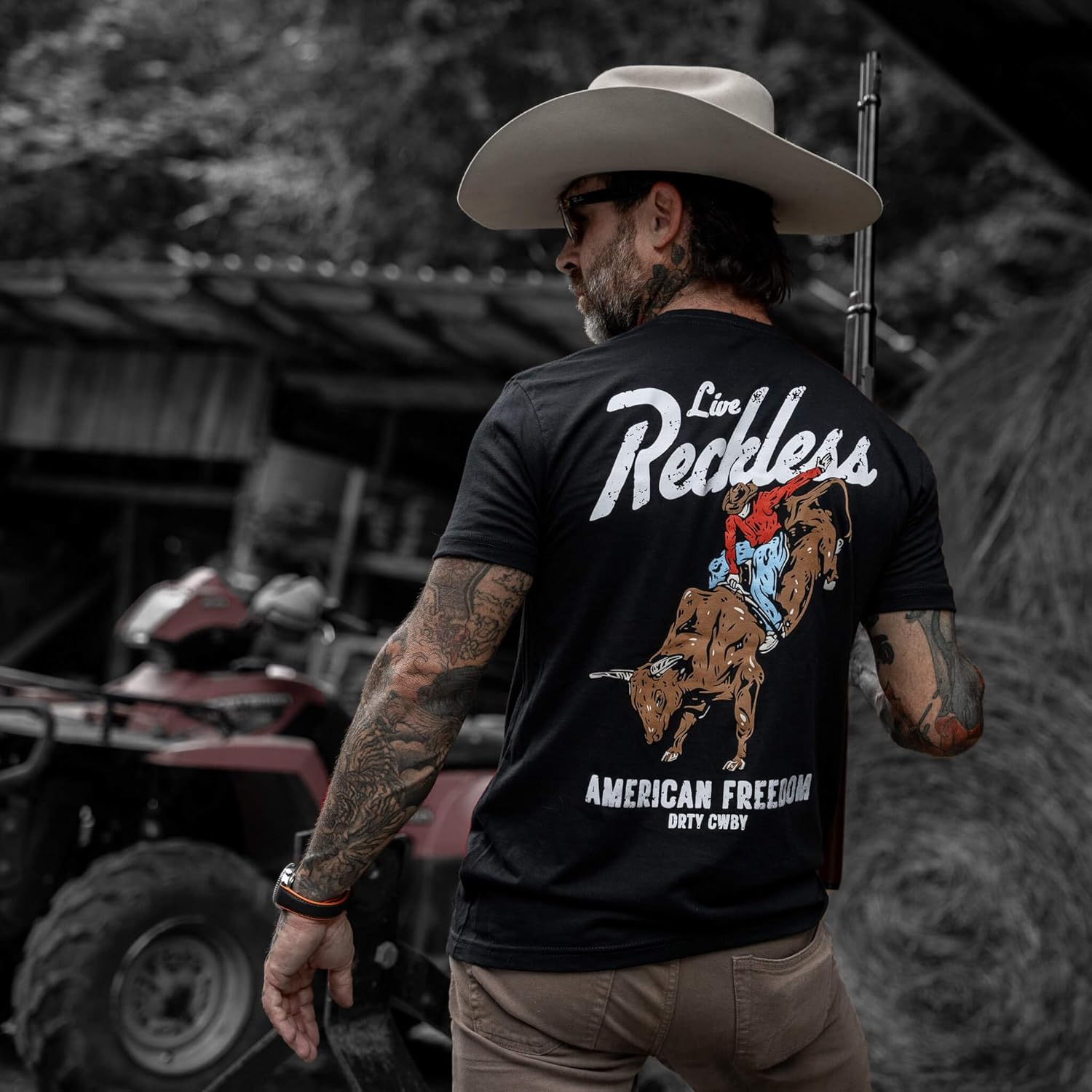 Combat Iron Men's Graphic T-Shirt | Live Reckless | Athletic Fit, Tagless Comfort