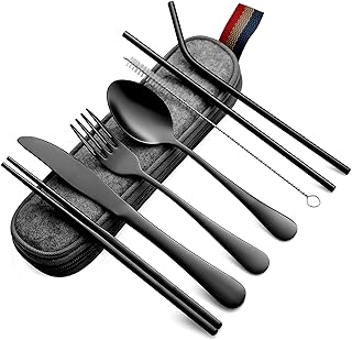 DEVICO Portable Utensils, Travel Camping Cutlery Set,...