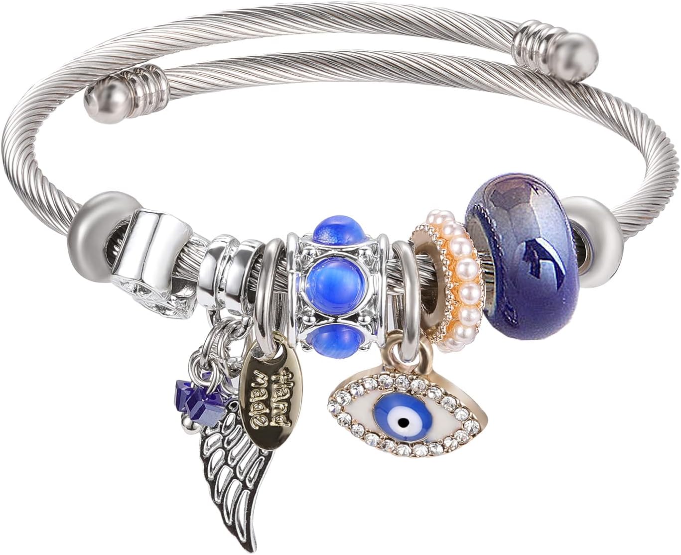 Charm Bracelets for girls,exquisite cute cartoon friendship bracelets Silver Stainless Steel Bangle with birthday Gift box, Adjustable girls jewelry Suitable for holiday gifts