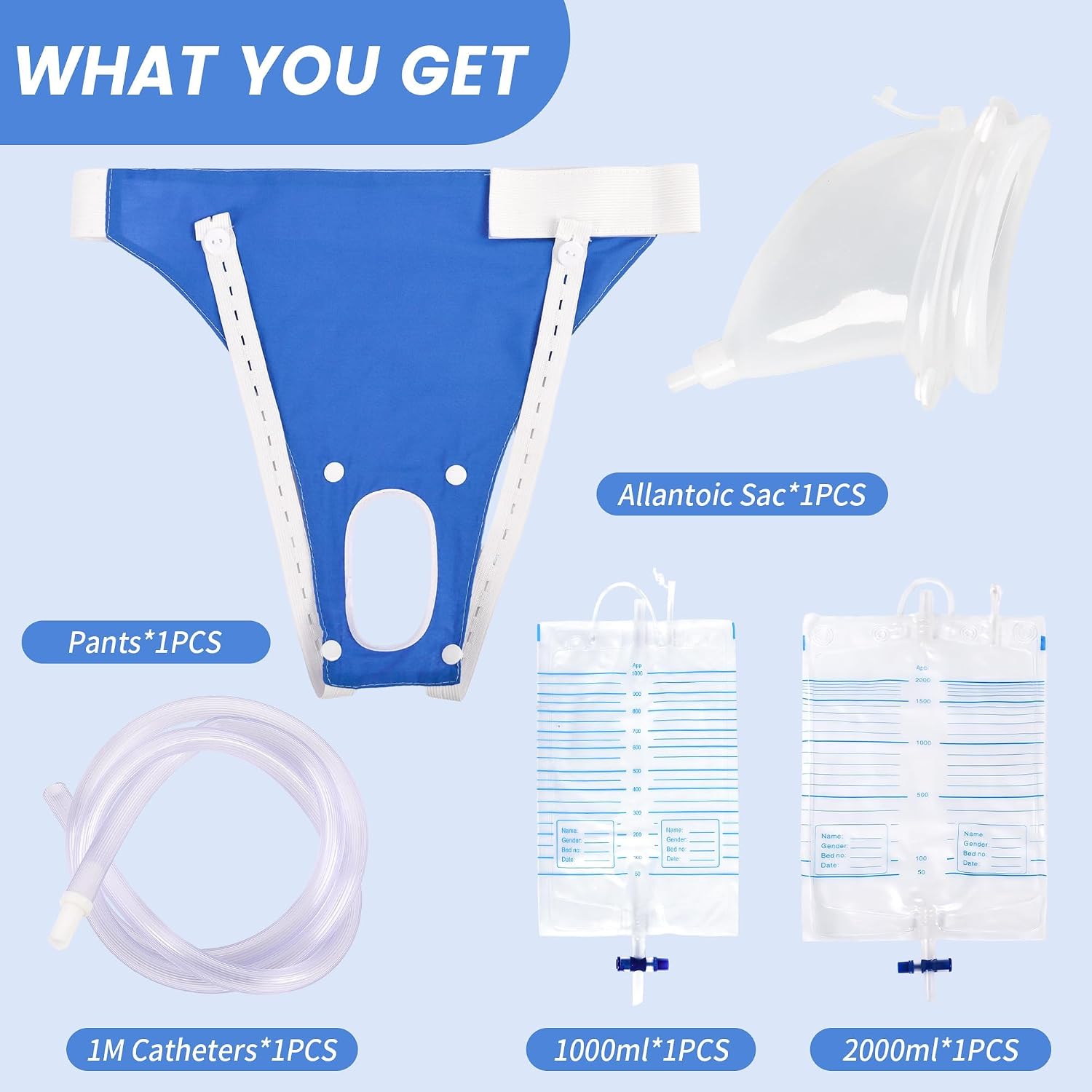 2026 Upgraded Reusable Urine Collection Bag, Condom Catheters with 1000ml & 2000ml Bags, Portable & Comfortable Wearable Urinary Drainage System(Women's Version)