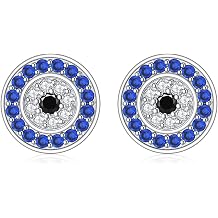 Evil Eye Stud Hoop Earrings for Women, 925 Sterling Silver Greek Ankh Cross Eyes of Horus/Blue Evil Eyes Spiritual Protection Jewelry for Women Birthday Gifts