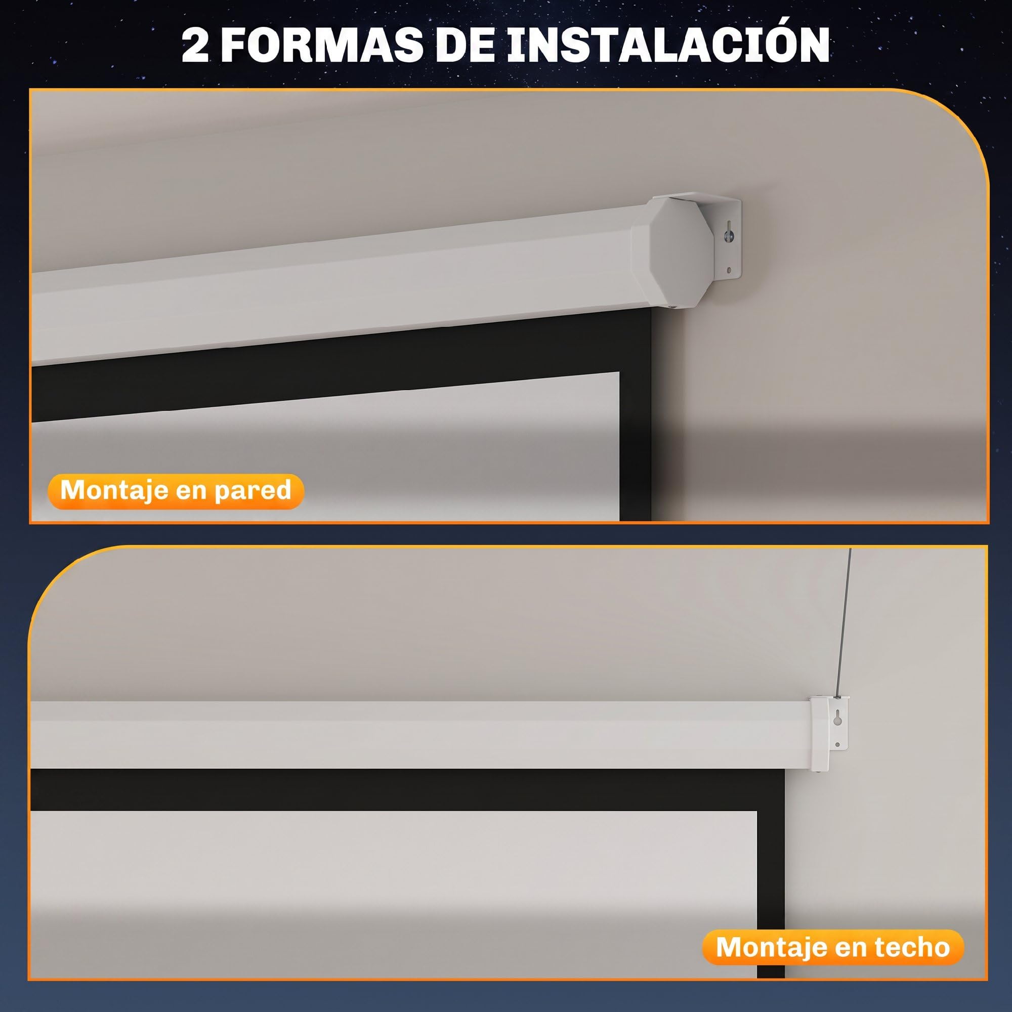 HOMCOM Pantalla de Proyector Eléctrica 85 Pulgadas Formato 1:1 Blanco | Pantalla de Proyección con Control Remoto, HD 4K, para Interior y Exterior, Eventos Deportivos, Cine en Casa, Oficina