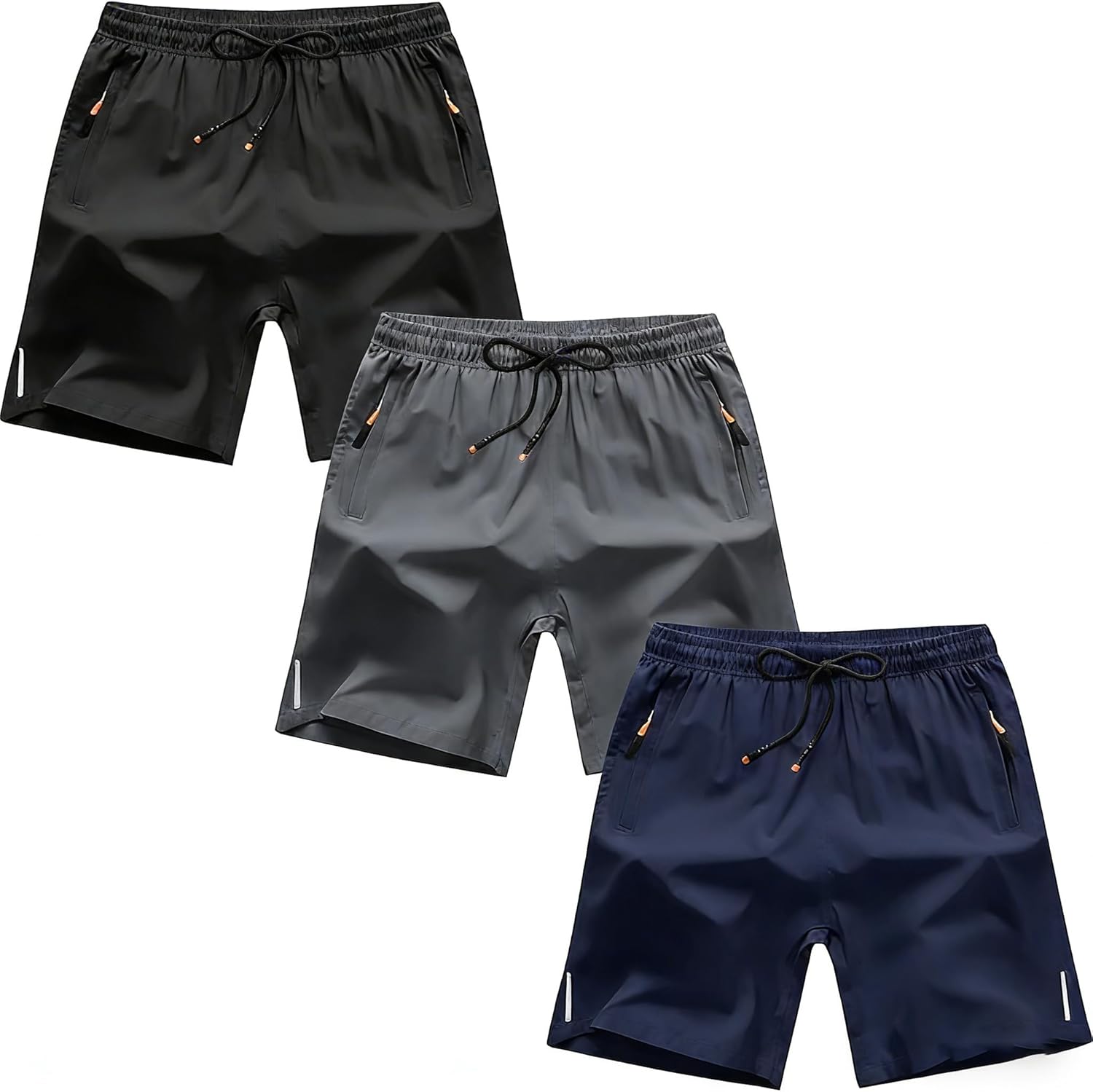Boys Shorts Quick Dry Athletic Shorts with Zipper Pockets Running Shorts Lightweight Workout Gym Training Outdoor