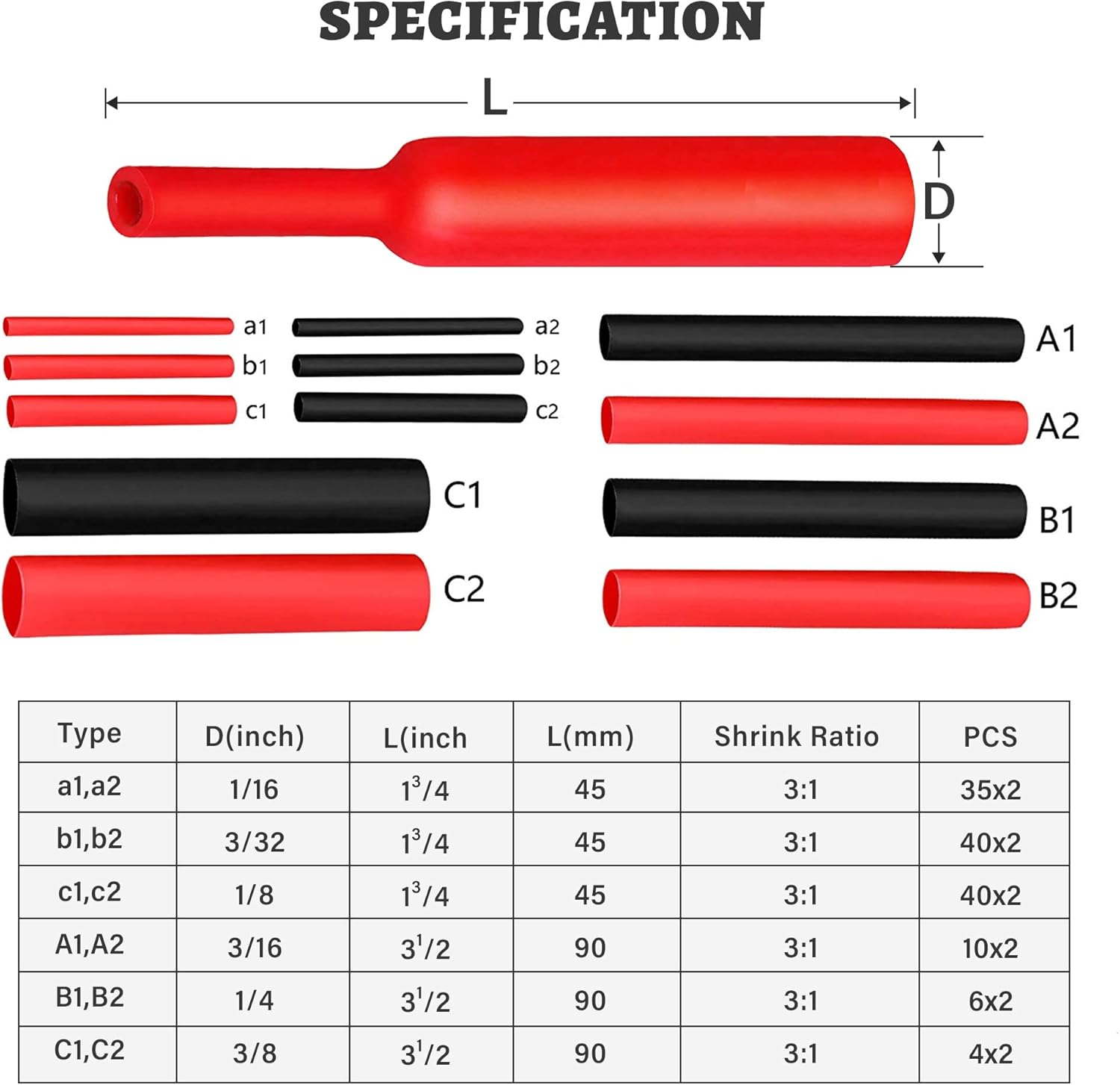 RED WOLF Car Stereo Wiring Harness w/Heat Shrink Tube Kit, 3:1 Shrinkage Ratio Adhesive Lined Electrical Compatible with 2006-2013 Chevy GMC Express Savana Buick Protection Insulation : Automotive