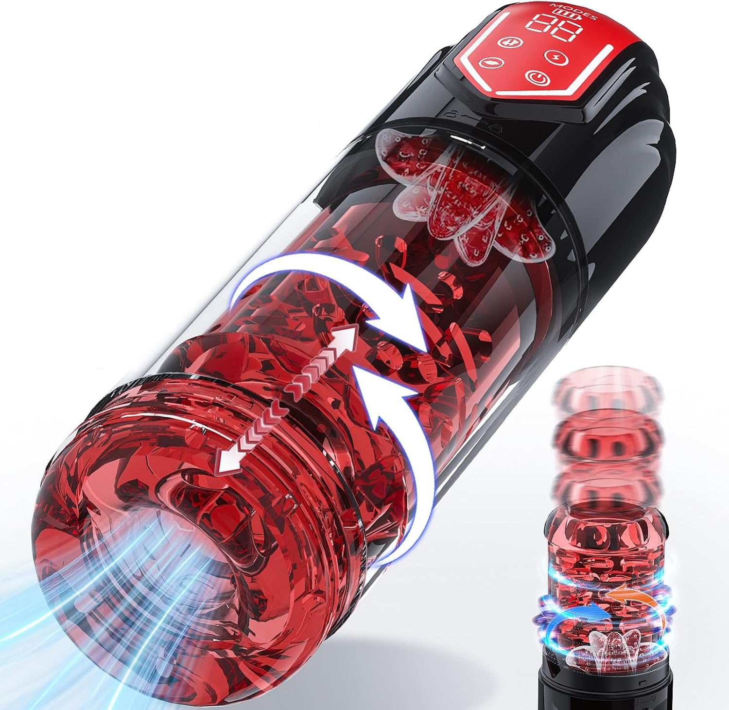 Men's Masturbator Stroker with 9 Rotation Modes, Electric Masturbation Sleeve Adult Sex Toy with Tongue Licking & Digital Display