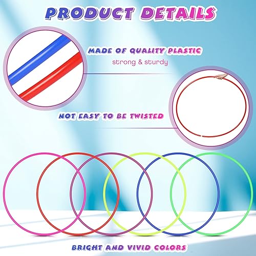 Miniatura 6 de Jerify Paquete de 6 aros de ejercicio de 36 pulgadas aros de plástico a granel para niños adultos niños aros de plástico para jardín patio trasero