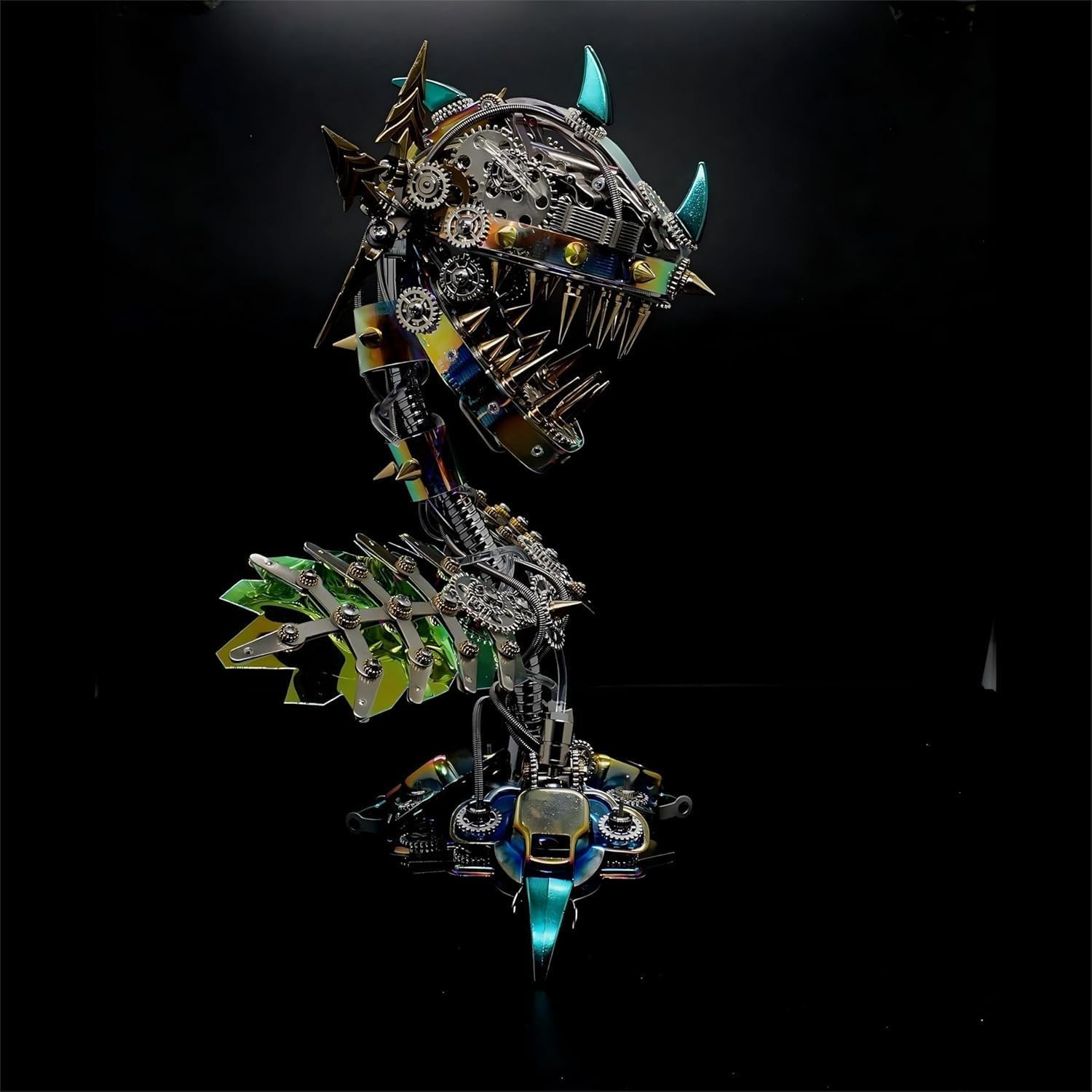 Steampunk Mechanical Piranha Plant 3D Metal Puzzle - 770 Piece Model Kit With Lights