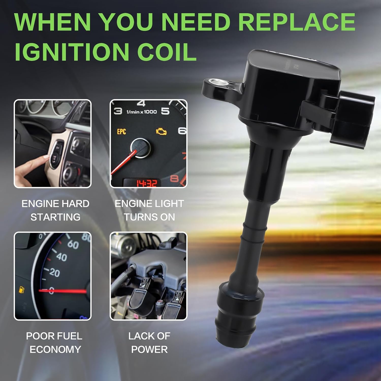 UF349 Ignition Coil, Compatible with Nisn Altima Frontier Maxima Murano NV1500 NV2500 3500 Pathfinder Quest Xterra, Infiniti I35 QX4, Suzuki Equator - V6 3.5L 4.0L Replaces C1406 178829