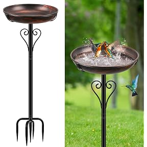 Daoeny 35In Metal Bird Bath for Outside, Vintage Freestanding Birdbaths & Birdfeeder, Bird Baths Feeder Bowl for Outdoors Garden Patio Yard Lawn Decor, Upgraded 5-Pronged Base (Antique Bronze)
