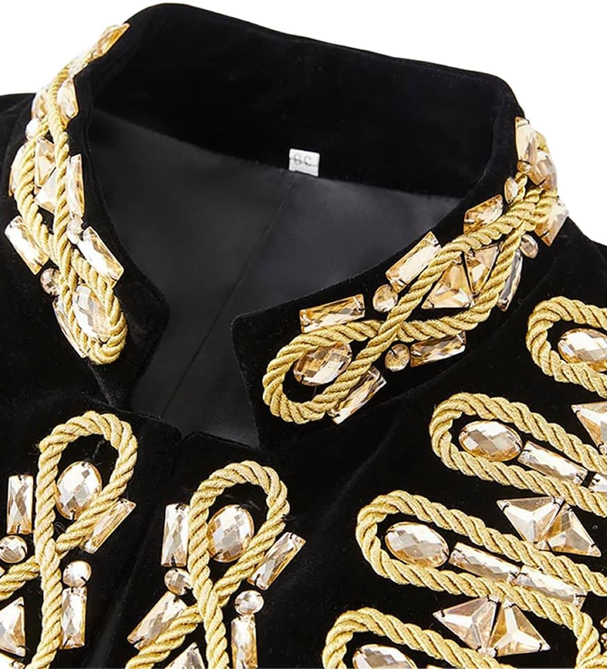 Men's Baroque Inspired Velvet Blazer Standing Collar Knot Embroidery Jacket