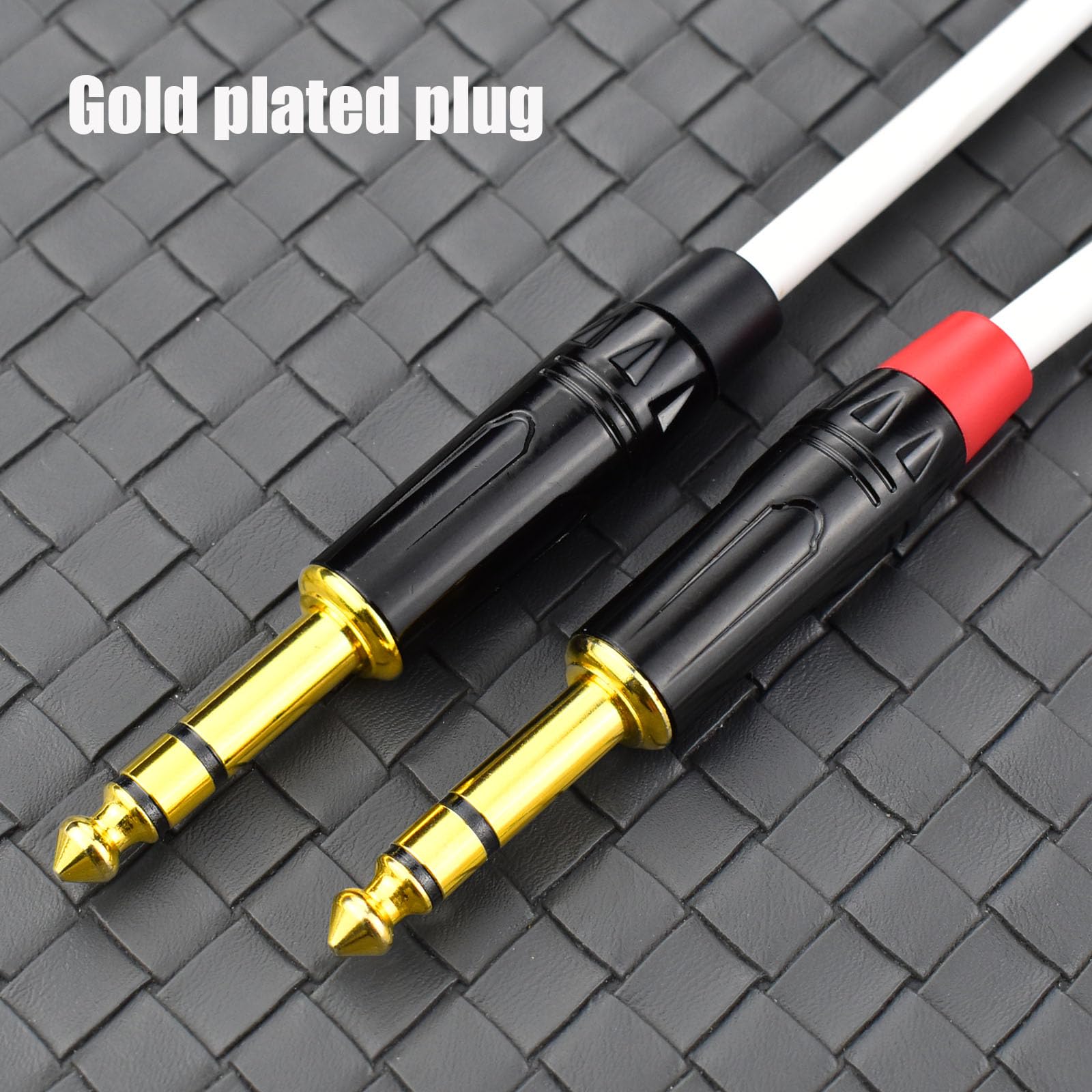 XLR-Stecker auf 1/4-Zoll-Mikrofonkabel, 3 m, symmetrisches 1/4-Zoll-TRS-Adapterkabel, vergoldete Stecker, weiß, geräuschfrei, 2 Stück