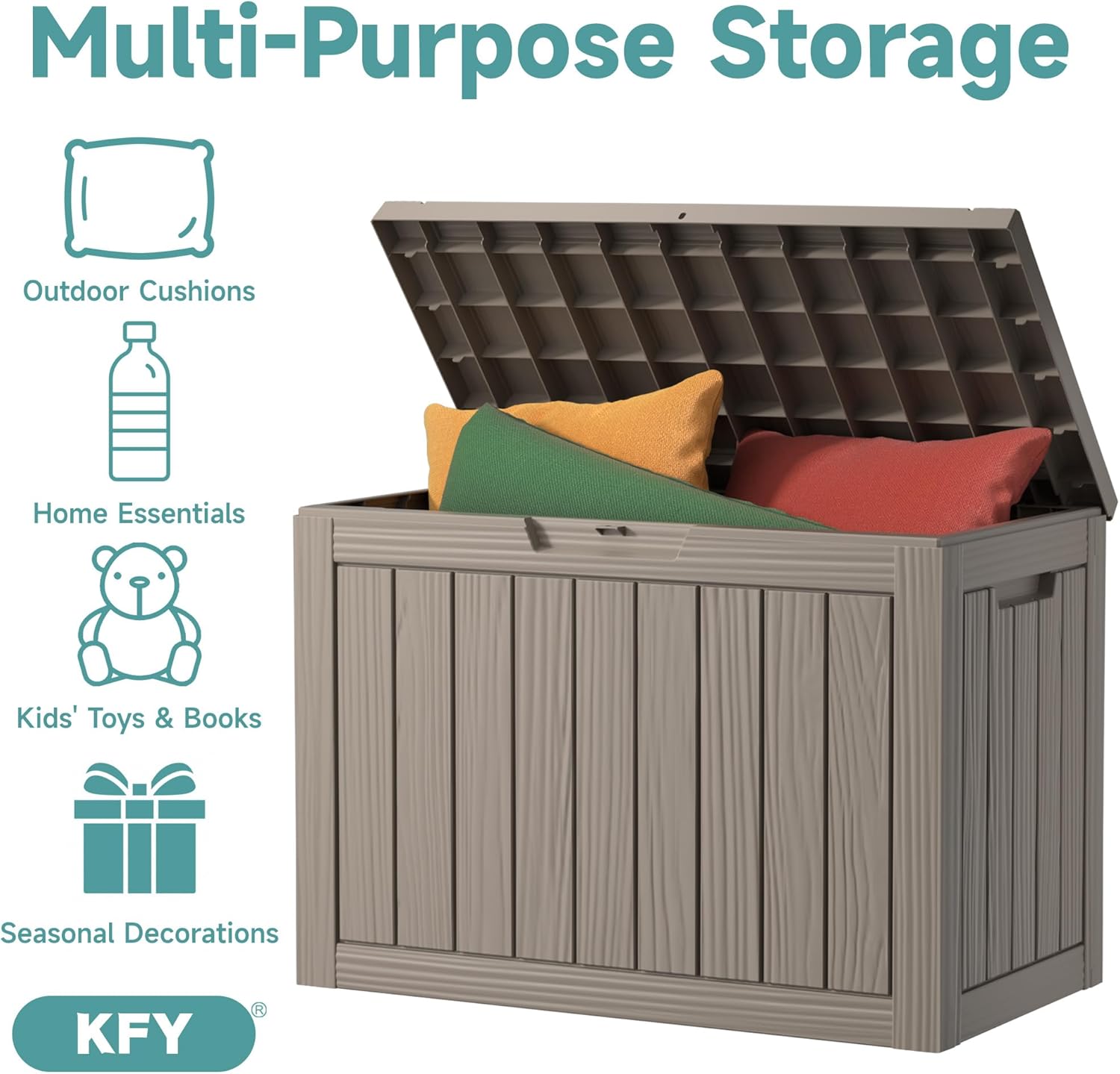 45 Gallon Waterproof Resin Deck Box, UV Resistant Outdoor Storage for Garden, Patio, Porch, Delivery, Grey