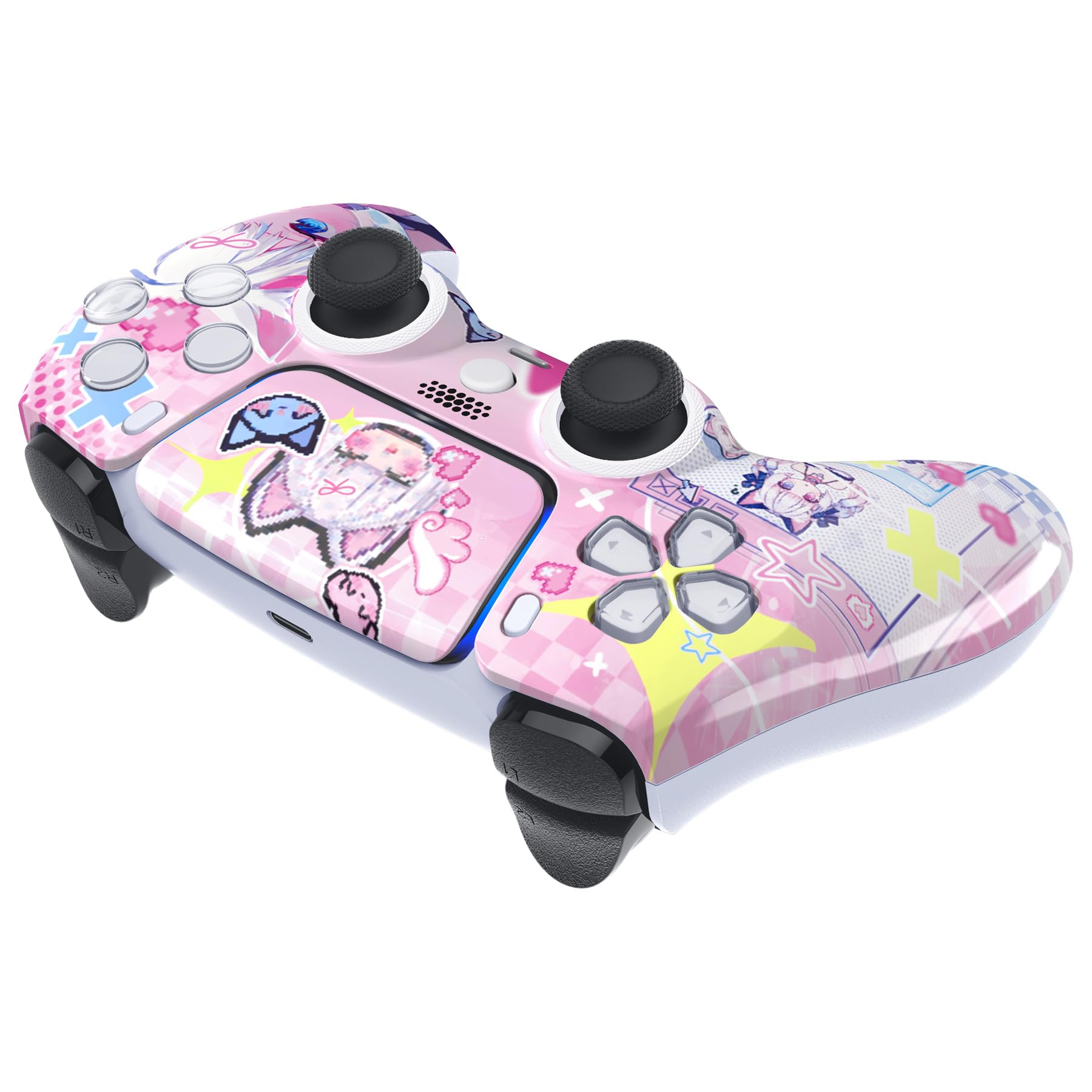 eXtremeRate Luna Cover per ps5 Controller,Shell Frontale Touchpad Ricambio,Scocca Ridisegnata&Anelli per ps5 Joystick BDM 010/020/030/040/050, MeWoow