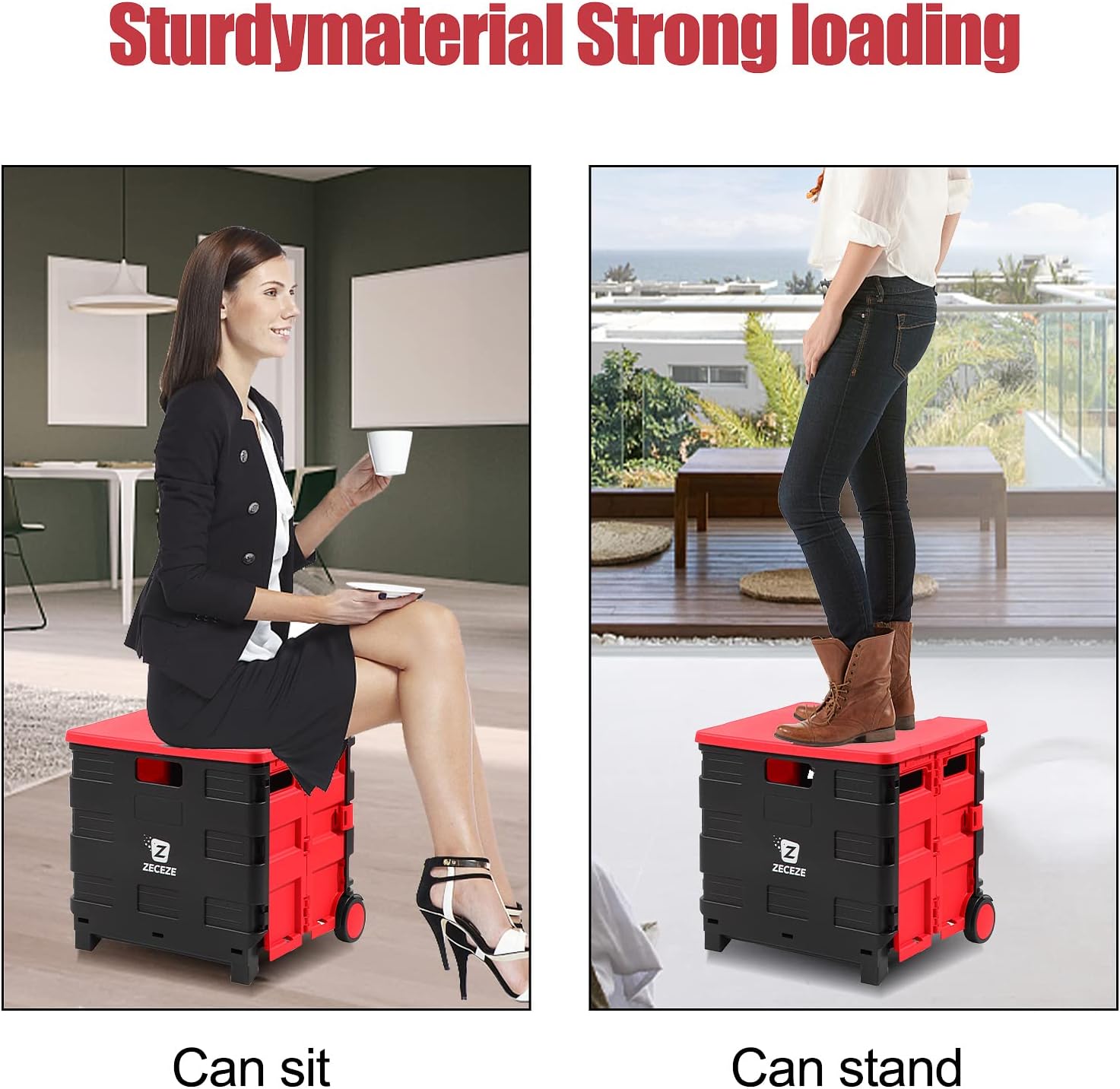 APOXCON - Carrito Plegable De Dos Niveles Con Una Caja, Carrito De Uso Pesado Con Ruedas