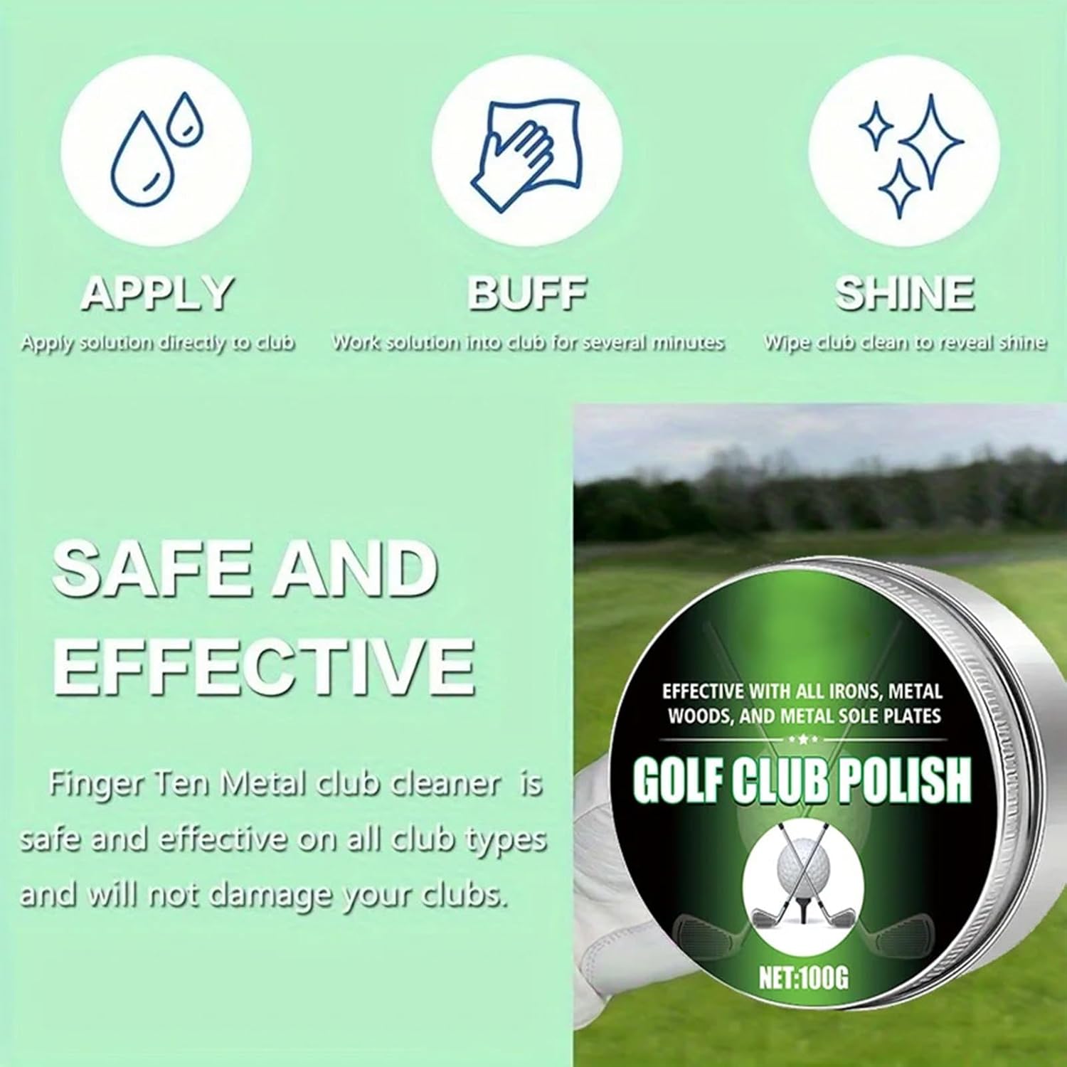 Golf Club Polishing Kit | 100g Portable Remover With Sponge | Golf Cleaning Kit | For Golfer Outdoor Course Game Grass Practice Training Ackyard Sports, Game Training Backyard Sports Birthday Recreati