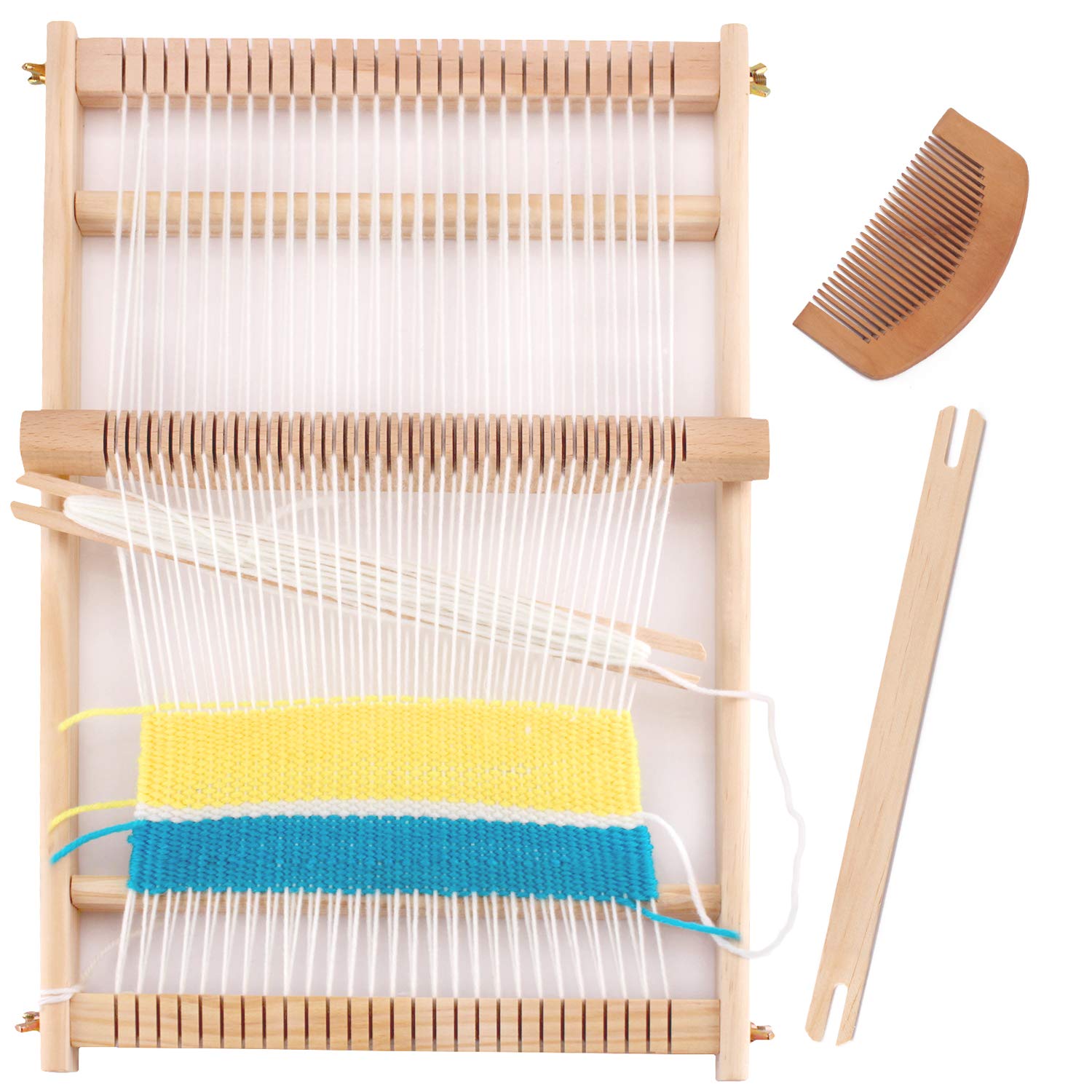 CYCHIRV Weaving Loom Kit, 15.2" H x 9.85" W Wooden Tapestry Looms, Warp
