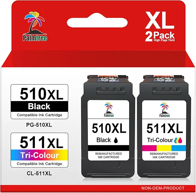 Cartouche Encre Canon 510 511 Remanufacturée - 1 Noir, 1 Tricolore