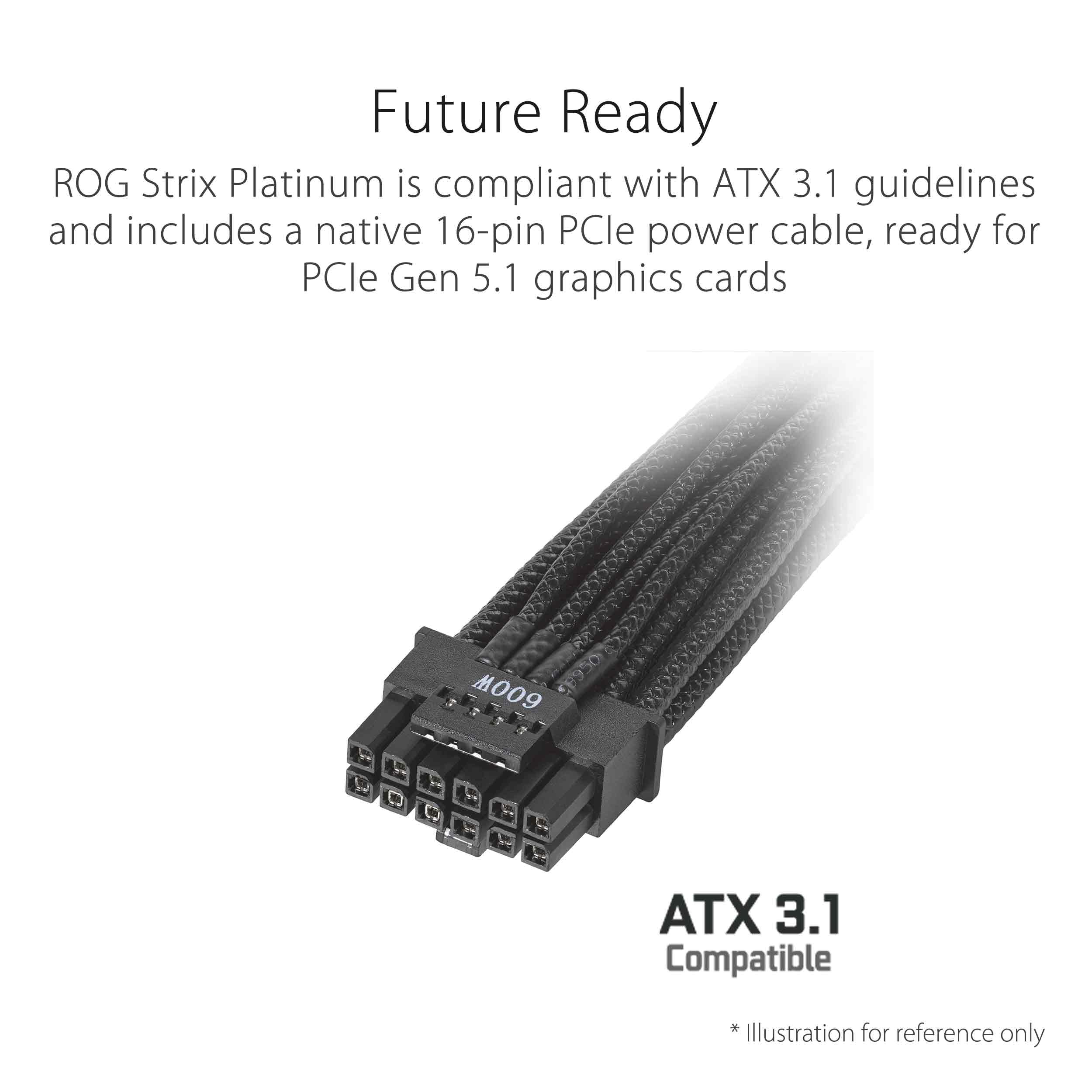 ASUS ROG Strix 850W Platinum - Alimentation PC entièrement modulaire, Certification 80 Plus Platinum, ATX 3.1, GaN MOSFET, Stabilisateur de Tension Intelligent priorité GPU, Garantie 10 Ans | 850 W de puissance, PCIe Gen 5.0, 80 Plus Platinum, standard AT