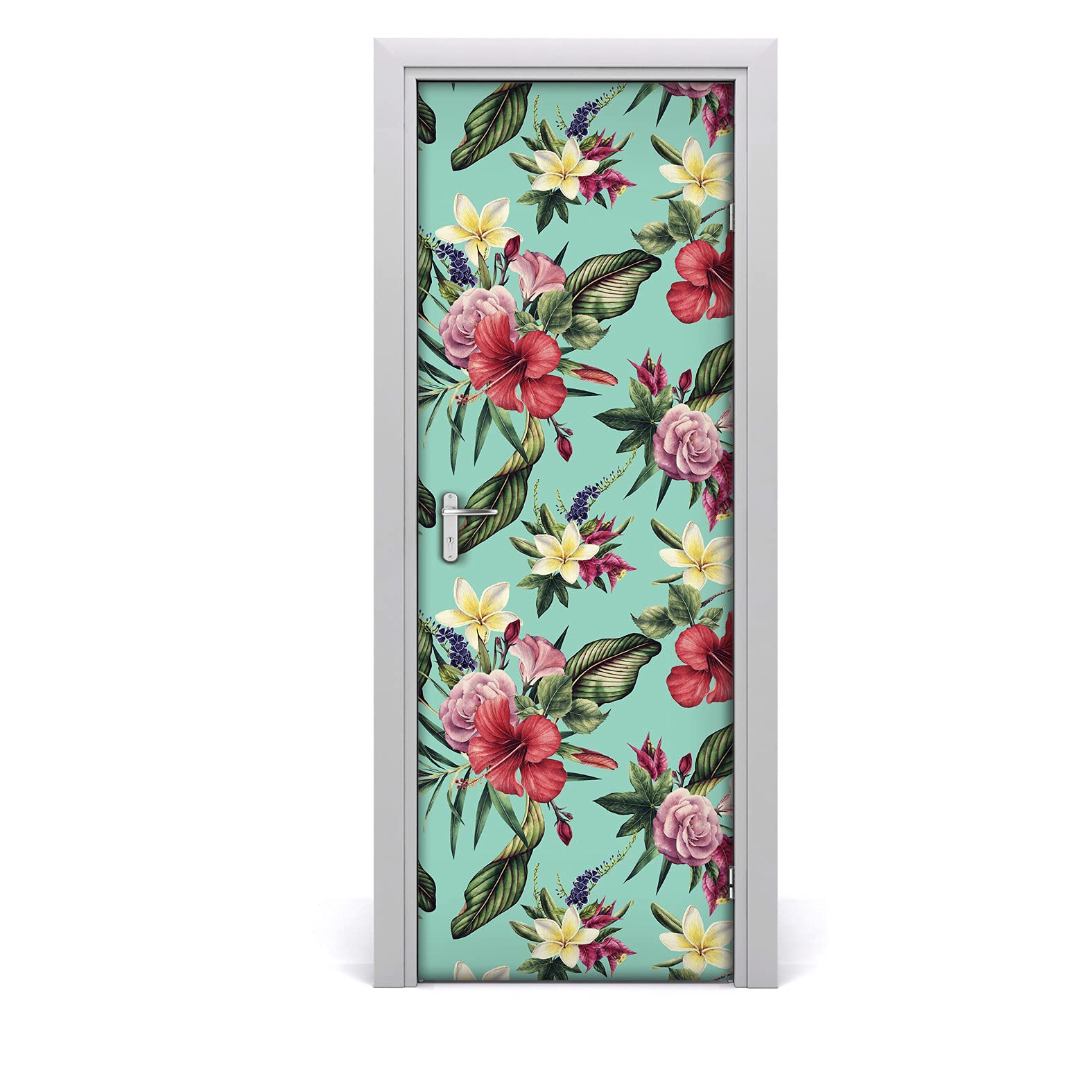 Papier peint sur la porte Fleurs d'Hawaii déco magique pour salon et salle de bain