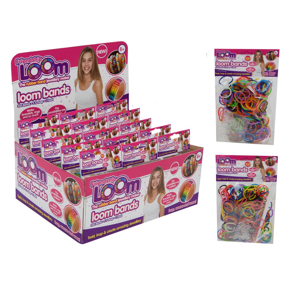 Toyland Colorful Friendship Loom Bands Set - 300 Bands - 12 S Clasps - 1 Hook
