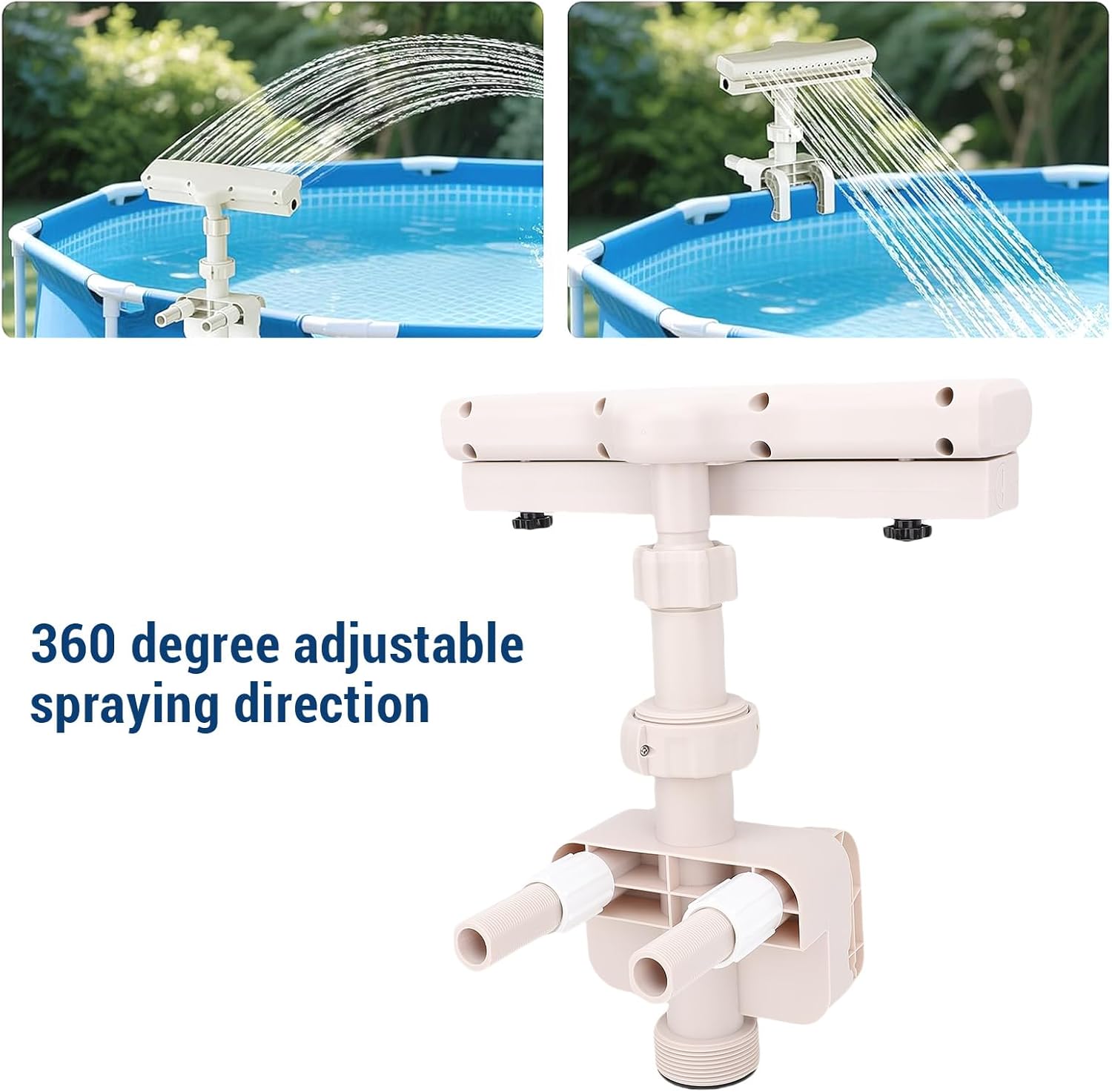 Pool Fountain Waterfall,LED Pool Fountain Waterfall for Above Ground Pools,360 Degree Pool Sprinkler Fountain Pool Cooler Pool Accessories for Outdoor Decor