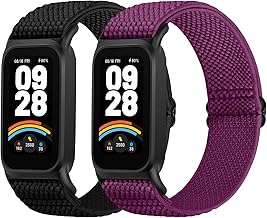 WNIPH 2 Pieces Adjustable Elastic Bands Compatible with Xiaomi Smart Band 9 active/Redmi Smart Band 3, Soft and comfortable elastic nylon strap suitable for men and women.