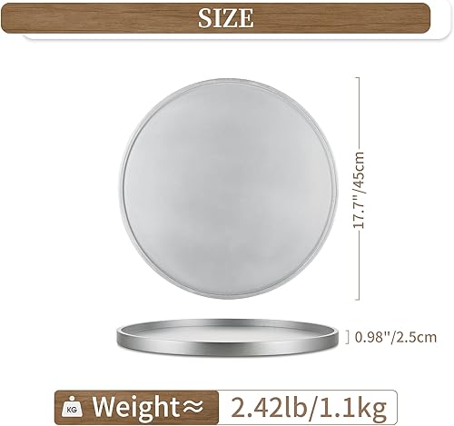 Miniatura 4 de Hanobe Bandeja decorativa para mesa de café bandeja de madera plateada redonda de madera rústica, centro de mesa, portavelas para decoración del