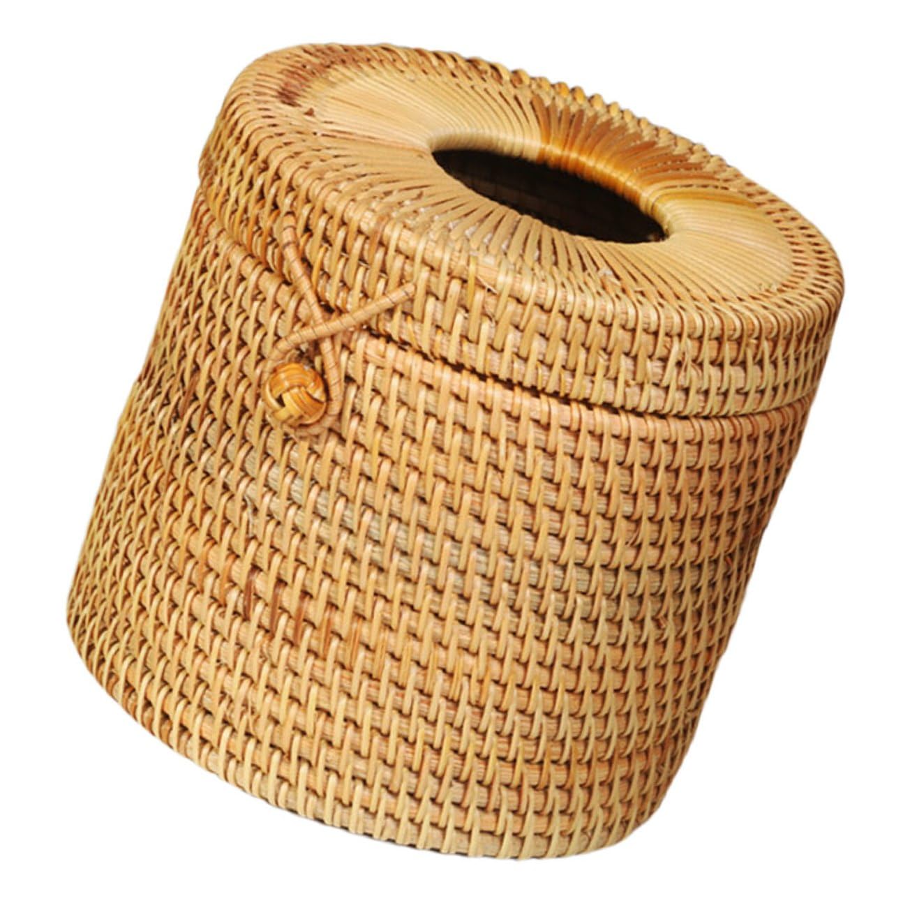 Boîte à Mouchoirs en Rotin Tressé Artisanal et Fibres Naturelles