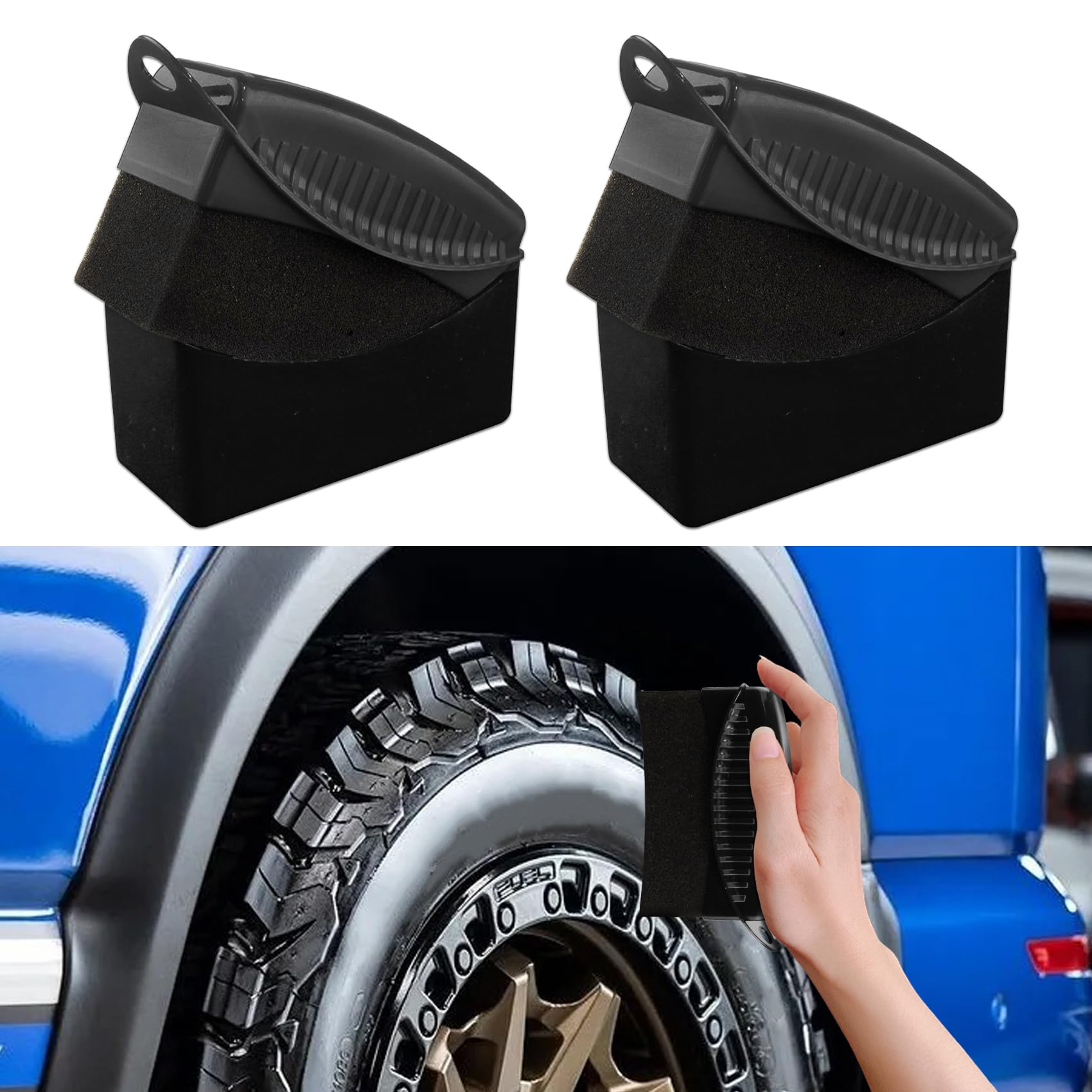 2PCS Tire Shine Applicator, Tire Applicator Pads, Durable and Reusable Tire Applicator Dressing Shine Sponge for Applying Tire Shine, Universal Tire Cleaner Car Accessories for All Cars
