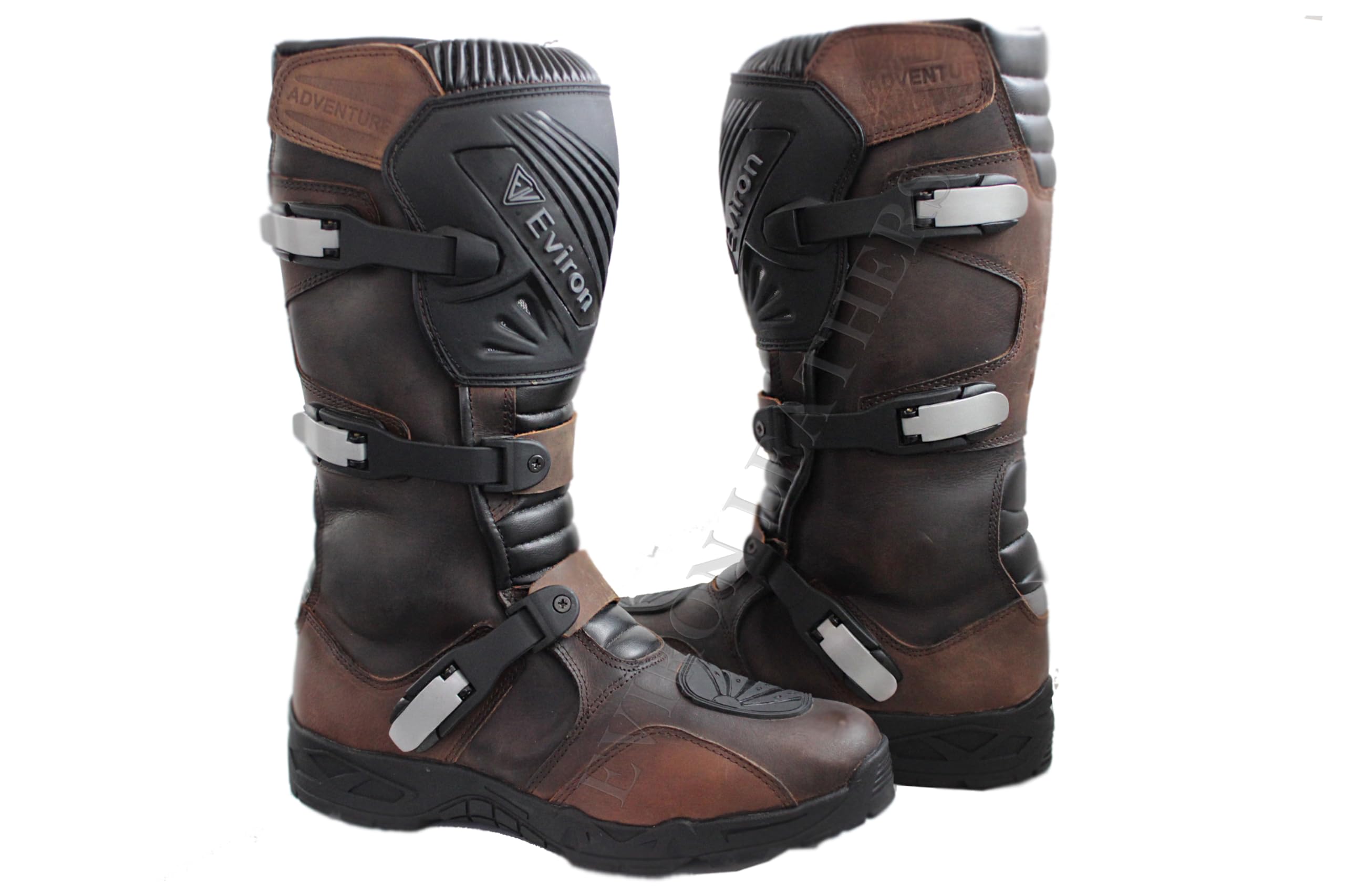 EVIRON Botas de piel para motocicleta de aventura, impermeables, para motocross