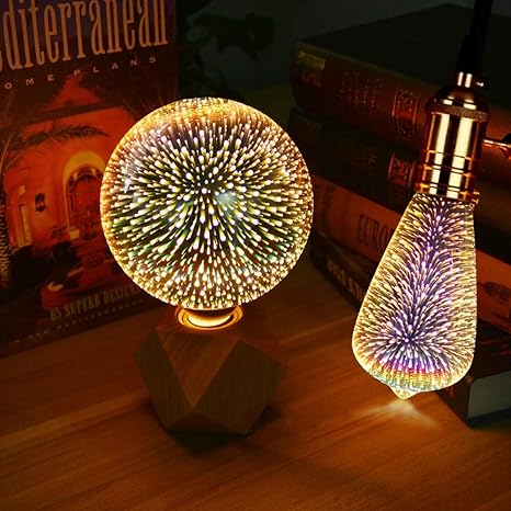 Amazon Co Jp Hengtongtongxun テーブルランプカラフルな花火エフェクトled 3dライトヴィンテージ電球3dランプ110v 240vホームバーナイトライトクリスマスの飾り 発光色 A60 White Home Kitchen