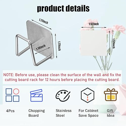 Miniatura 3 de Soporte para tabla de cortar debajo del gabinete, soporte para tabla de cortar, estante de almacenamiento de acero inoxidable debajo del estante,