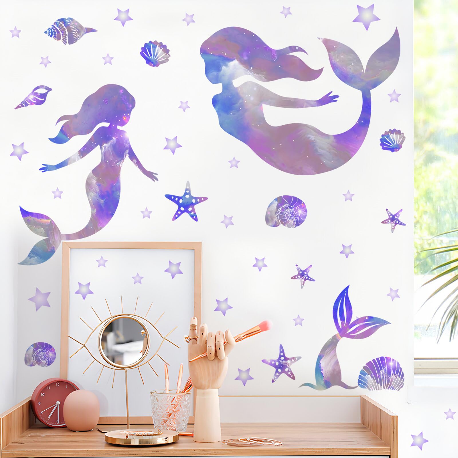 Glow In The Dark Mermaid Wall Decals - Removable Under The Sea Stickers For Nursery & Bedroom