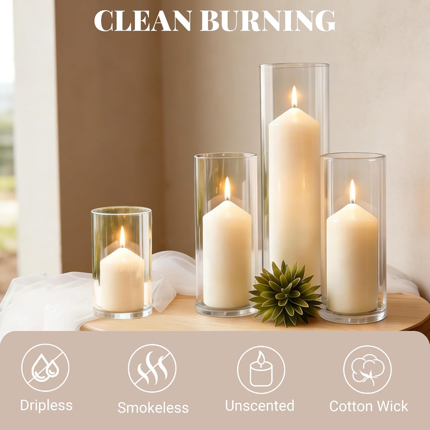 Pillar Candles Bulk Set - Unscented, Smokeless, Dripless | 3 Sizes: 2x3, 2x6, 2x8 Inches | Ideal for Weddings, Christmas & Home Decor (36, Ivory White) - Image 4